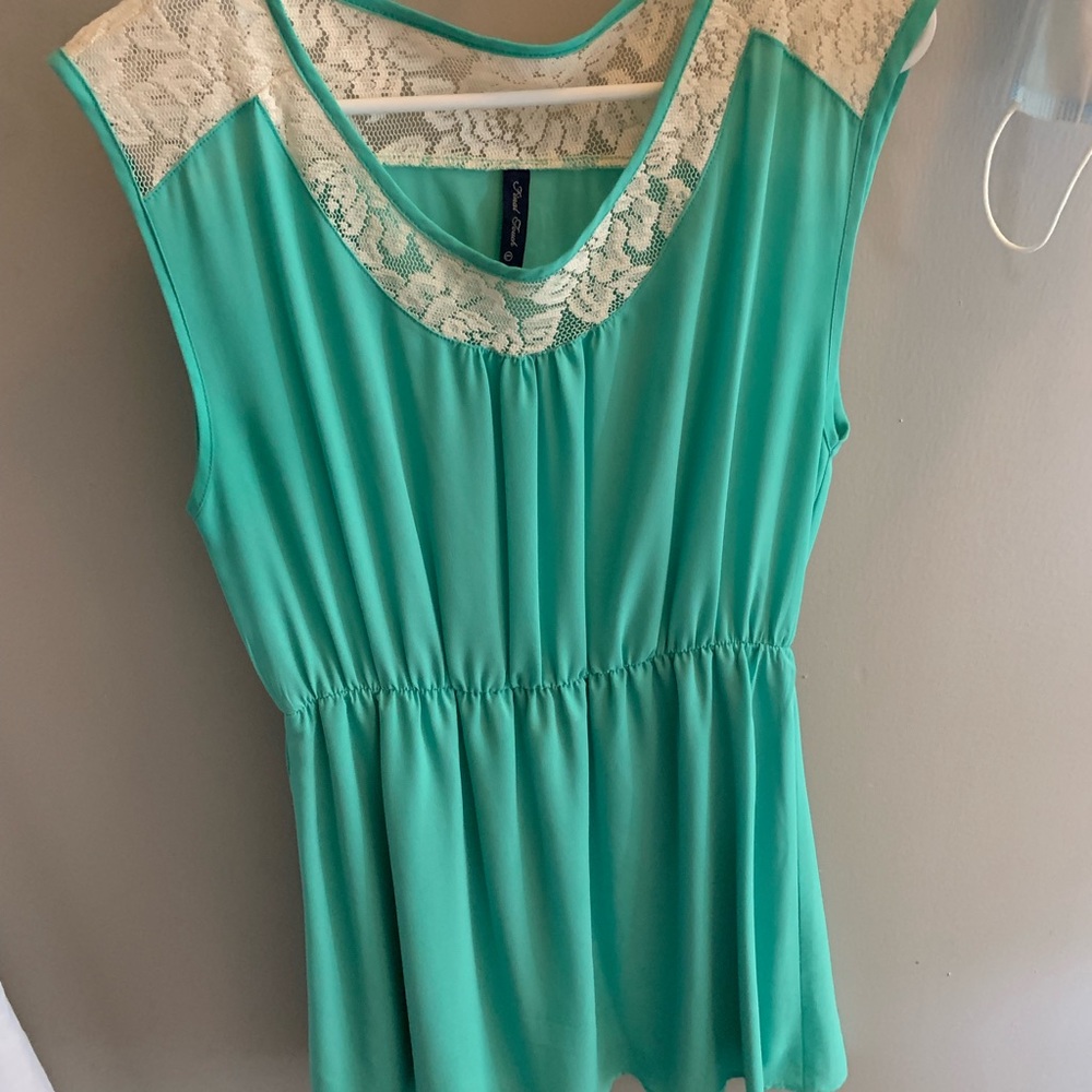 Final Touch Large Lace & Teal Dress- Short